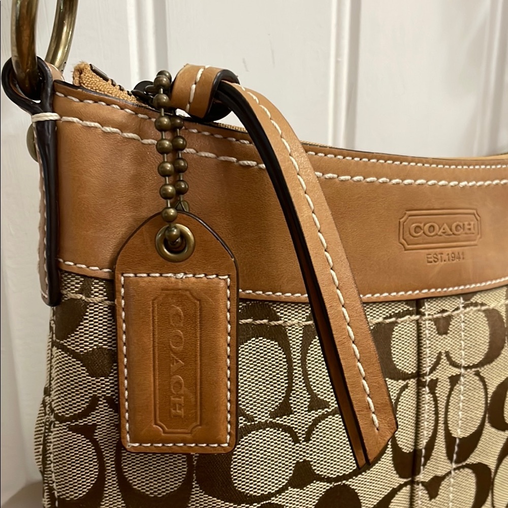 Coach Brown and Tan Crossbody Bag with Signature Style - Picture 6 of 11